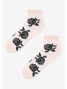   Marilyn Rószák női bokazokni, rózsaszín alapon szép rózsa mintával