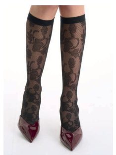 Mura 4238 tüll lycra zokni virág dizájnnal