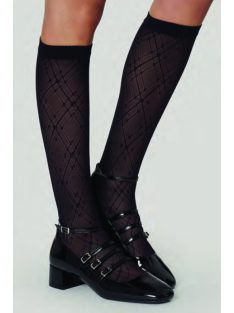 Mura 4195 térdzokni, 20 den-es, tartan jacquard mintával