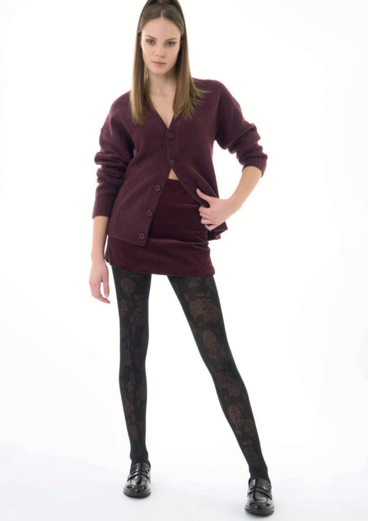 Image of Mura 4209 mikrofibra 50 den-es harisnyanadrág virág mintával