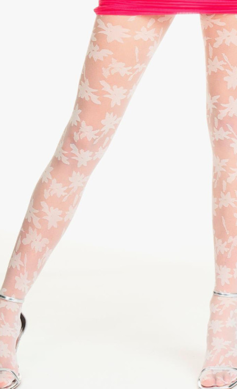 Image of Mura 4094, 20 den-es lycra harisnyanadrág, végig hímzett levél mintával
