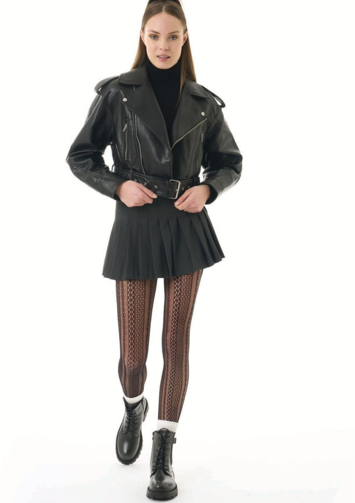 Image of Mura 4201 zavartalan varrású necc harisnyanadrág függőleges mintával