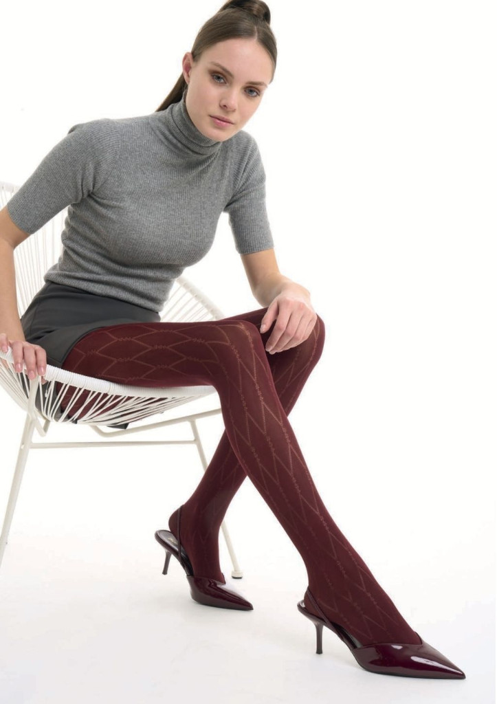 Image of Mura 4210 mikrofibra 50 den-es harisnyanadrág keresztben gyémánt mintával