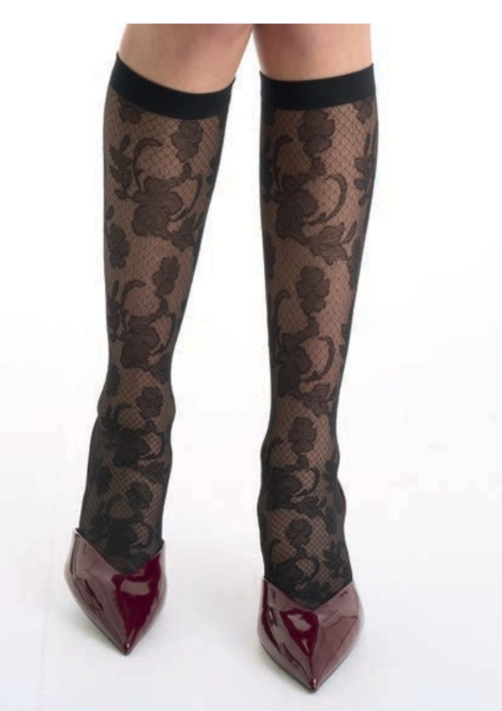 Image of Mura 4238 tüll lycra zokni virág dizájnnal