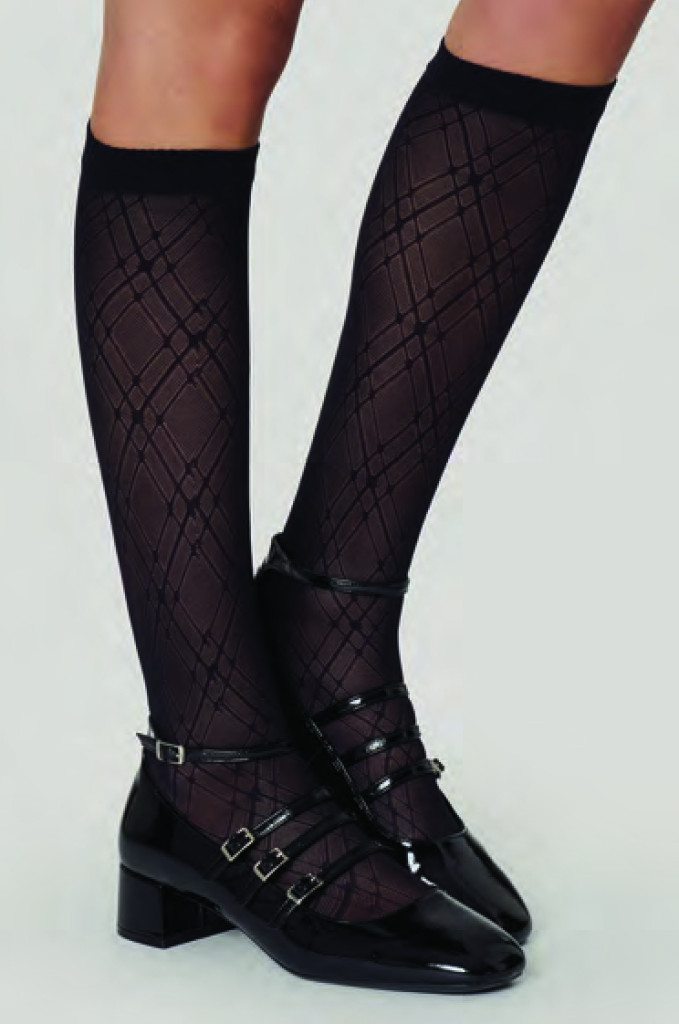 Image of Mura 4195 térdzokni, 20 den-es, tartan jacquard mintával