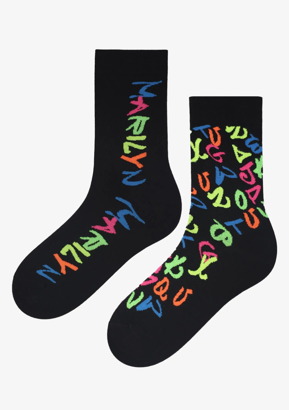 Image of Mr. Marilyn graffiti feliratos, felemás férfi zokni