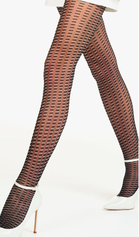 Image of Mura 4092, 20 den-es lycra harisnyanadrág, csíkozott, hímzett mintával